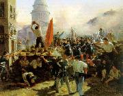 Horace Vernet Painting of a barricade on Rue Soufflot oil painting